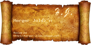 Herger Jolán névjegykártya